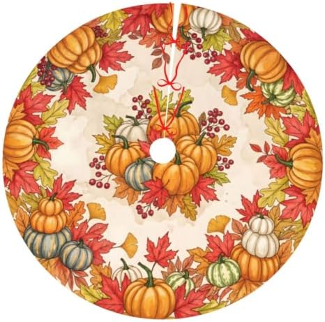 Autumn Fall Pumpkin Maple Leaf Christmas Tree Skirt, 30 inch by Nmbvcxz