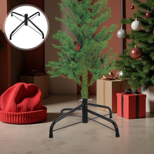 BESTYASH Christmas Tree Stand Folding Metal Base Holder for Artificial Trees up to 4 Feet Portable Iron Holder for Indoor Holiday Decoration - Image 2