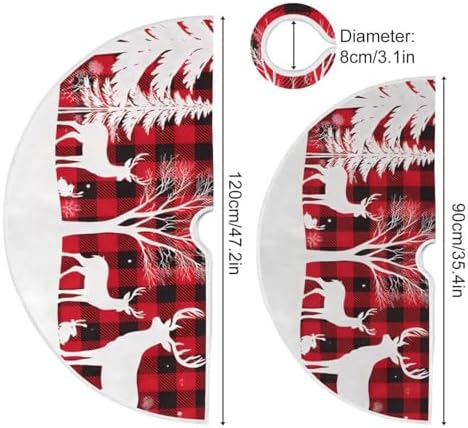 Christmas Tree Skirt Deer Buffalo Plaid Small Xmas Tree Skirts Decorations 36 inch Burlap Tree Mat Cover for 4 ft Trees Holiday Party - Image 4