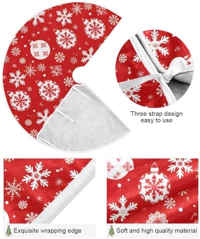 Snowflake Ball Baubles Christmas Tree Skirt Large Xmas Tree Skirts Decorations 48 in Burlap Tree Mat Cover for 4 ft Trees Holiday Party - Image 3