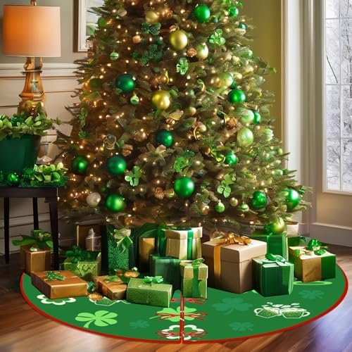 36 Inch Valentine's Day Tree Skirt Love Heart Clover Double Sided Print Mat St. Patrick's Day Tree Skirt Christmas Tree Skirt for Holiday Party Decoration - Image 7