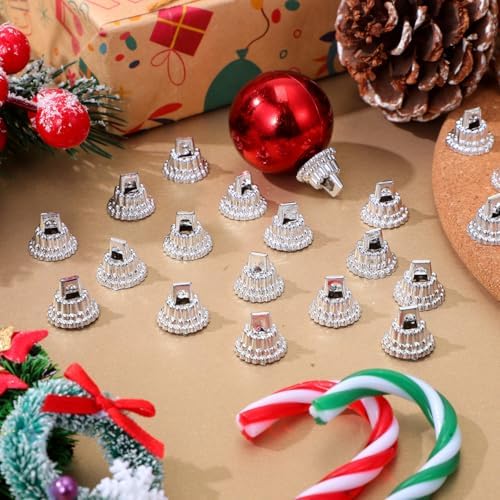 IMIKEYA 200pcs Round Christmas Ornament Caps Replacement Silver Removable Metal Hangers Caps DIY Xmas Ball Parts for Porcelain Ceramic Glass Christmas Ornaments 1.3cm - Image 2