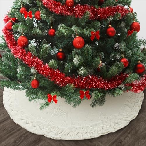 Mr. Pen Christmas Tree Skirt - 48 Inch Knitted Xmas Tree Skirt - Image 7