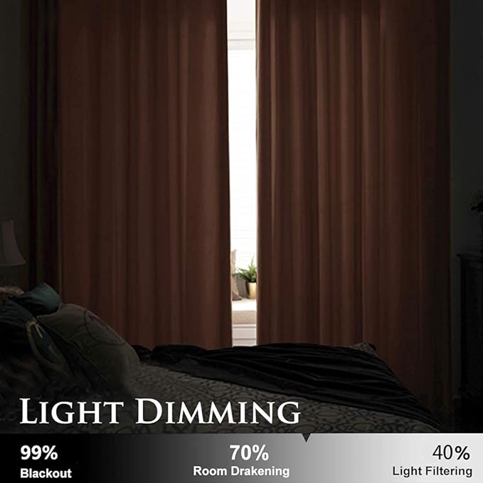 StangH Taupe Velvet Curtains - Room Darkening Solid Grommet Window Panels Soft Smooth Velvet Fabric Elegent Decor Privacy Protect for Bedroom, 52 x 84 inches, 2 Panels