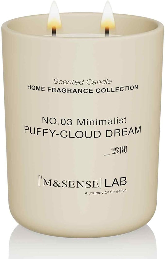 M&SENSE Natural Soy Large Candle| Puffy-Cloud Dream | 16.6 oz, 95H Burn | Mini Spring Scented Candles for Relaxation, Valentines Day Gift, Home Décor | for Bedroom, Office, Party