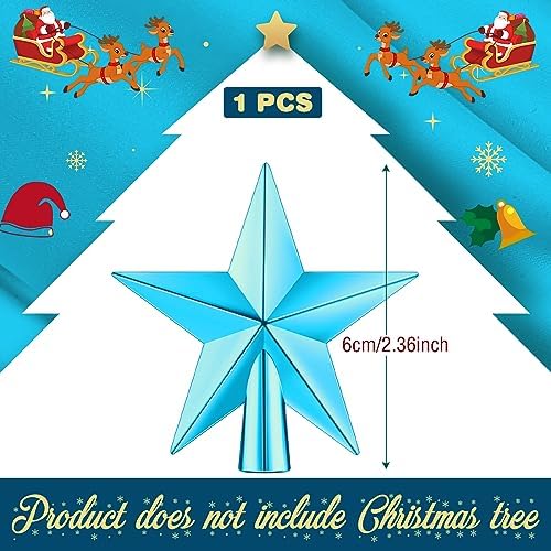 Hanaive Christmas Tree Topper Mini Star Small, Blue, 2.36 Inch, Plated - Image 2