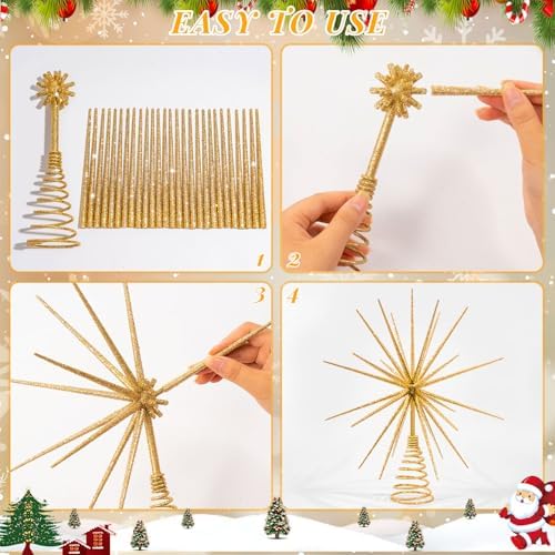 13.7 Inch Gold Christmas Tree Topper - 3D Burst Gold Tree Topper, Exploding Star Christmas Tree New Year Holiday Tree Decoration - Image 3
