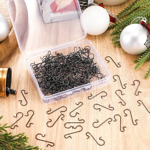 Tatuo 200 Pieces Christmas Ornament Hooks Ornament Hangers Xmas Metal Wire Hooks with Storage Box for Christmas Tree Decoration (Black) - Image 3