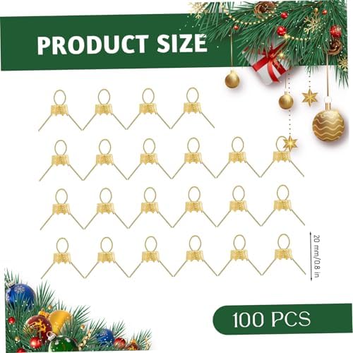 Ornament Caps 100Pcs Secure Metal Christmas Ornament Hooks Replacement Hangers for Christmas Tree, Porcelain, Ceramic or Glass Decoration, 20mm, Golden - Image 5