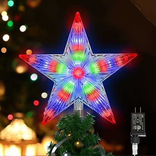 LAMPHOME Christmas Tree Topper, Christmas Star Tree top Decor Light for Christmas Holiday Home Fit for General Size Xmas Tree, 8.7inch (Multicolor) by ULL