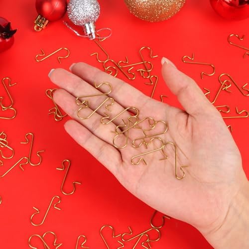CCINEE 300pcs Gold Christmas Ornament Hooks, Bendable Christmas Tree Ornament Hangers Mini 3cm Metal Hooks for Christmas Tree Ornaments Decoration - Image 2
