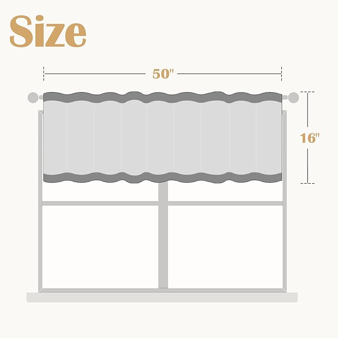 jinchan Linen Valance Curtain Farmhouse Window Decor Floral Print for Kitchen Living Room Double Layer Blackout Valance 16 Inches Rustic Window Treatment 1 Panel Rod Pocket Blue on Beige
