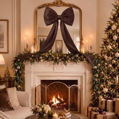 Daifunli 20 x 47 in Giant Satin Bow Christmas Tree Topper,Coffee - Image 6
