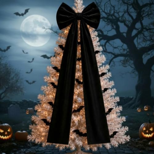Knitgrip 1 Pack 20x71 in Christmas Large Velvet Bows, Black by Knitgrip