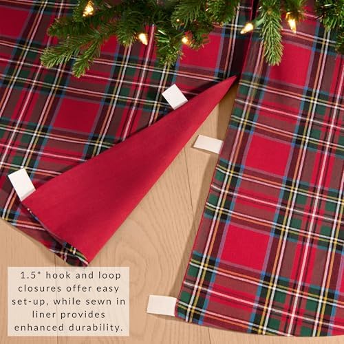 Threadmade Stowe Tartan Plaid Tree Skirt, Red - 48" W x 48" L - Image 2