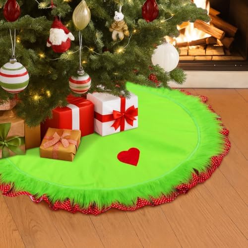 Soulchen 36 Inch Lime Green Christmas Tree Skirt Felt Tree Collar - Image 4