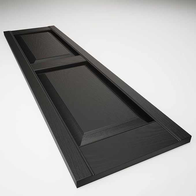 Ekena Millwork Lifetime Vinyl LP2S14X07500BL Standard Two Equal Panel Vinyls, Raised Panel Vinyl Shutters, w/Installation Shutter-Lok's & Matching Screws (Per Pair), 14.75"W x 75"H, Black