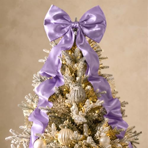 Daifunli 20 x 47 Inches Giant Satin Bow Christmas Tree Topper,Light Purple by Huiinen