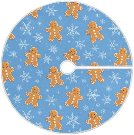 Snowflake Gingerbread Cookie Man Christmas Tree Skirt Large Xmas Tree Skirts Decorations 48 in Burlap Tree Mat Cover for 4 ft Trees Holiday Party by BOENLE-WELCOMEYOURCOMING