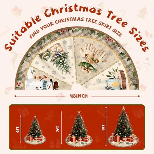 Christmas Tree Skirt with LED Lights, 48 Inch Christmas Skirt Tree Decoration with Snowman Reindeer, Christmas Trees Mat for Under Trees Holiday Party Indoor Decorations, Winter Gift for Women - Image 4