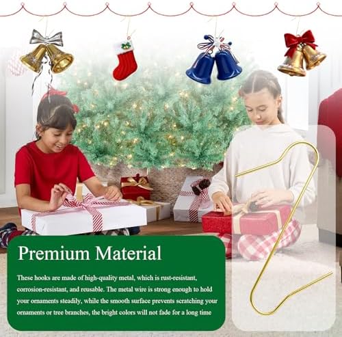 100 Pcs Metal Christmas Ornament Hooks for Christmas Tree Decoration, Gold - Image 5