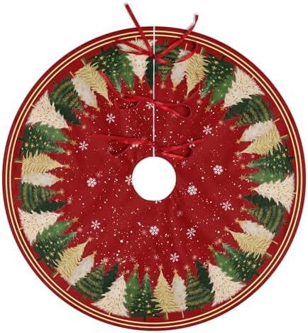 Red Christmas Decorations Trees Skirts 30 Inch Watercolor Xmas Tree Snowflakes Tree Skirt Mat Decor for New Year Festive Farmhouse Winter Holiday Party Ornament by Wnoesat