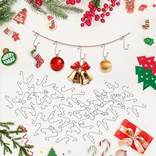 Ornament Hooks, 100 Pcs Christmas Ornament Hooks, Ornament Hangers, Ornament Hook for Christmas Trees, Metal Wire Small Ornaments Hooks Anchors for Xmas Tree Decorations Hanging Party Decor, Sliver - Image 4