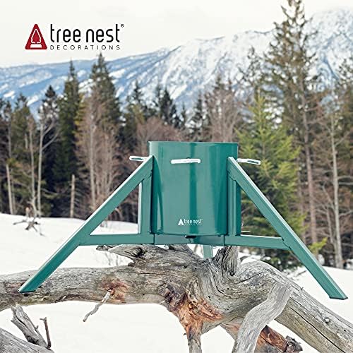 Tree Nest Christmas Tree Stand Base Tree Holder Modern Design for 8.5ft Real Trees Steel Stable for Xmas Tree Decoration Geometric (Medium, Red) - Image 2