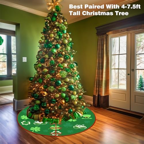36 Inch Valentine's Day Tree Skirt Love Heart Clover Double Sided Print Mat St. Patrick's Day Tree Skirt Christmas Tree Skirt for Holiday Party Decoration - Image 5