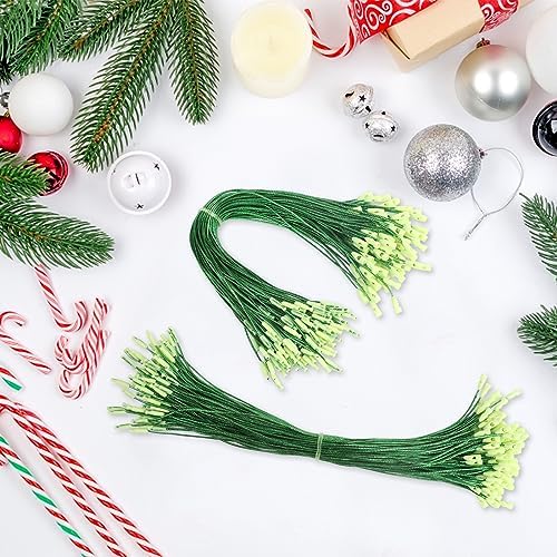 CCINEE 200 Pcs 7.9" Inch Christmas Ornaments String Hanger, Precut Ribbon Hook Metallic Green Ornament String with Snap Fastener for Holiday Hanging Decoration - Image 6