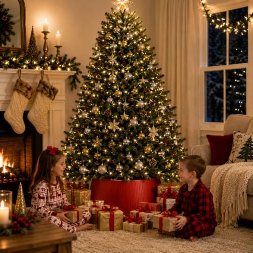 27in Christmas Tree Collar, Red Tree Skirt Alternative, Tree Base Cover for Decorations, Skirt Base Stand Protection from Pets, Fits Majority Tree Stands (Red) - Image 6
