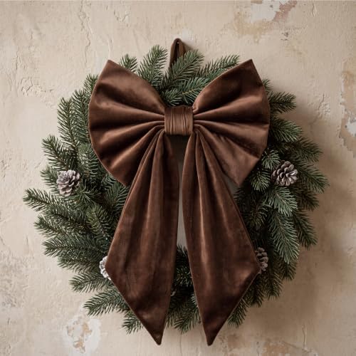 Janinka Dark Brown Christmas Tree Topper Bow 22" Big,Velvet - Image 2