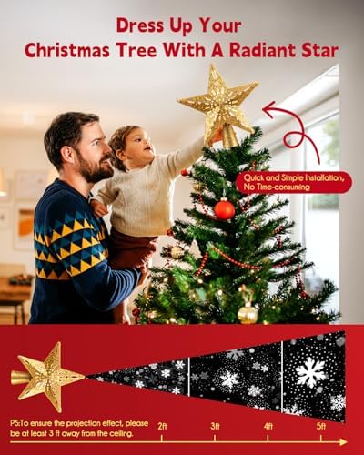Brightown Christmas Star Tree Topper with Snowflake Projector Lights - Image 4