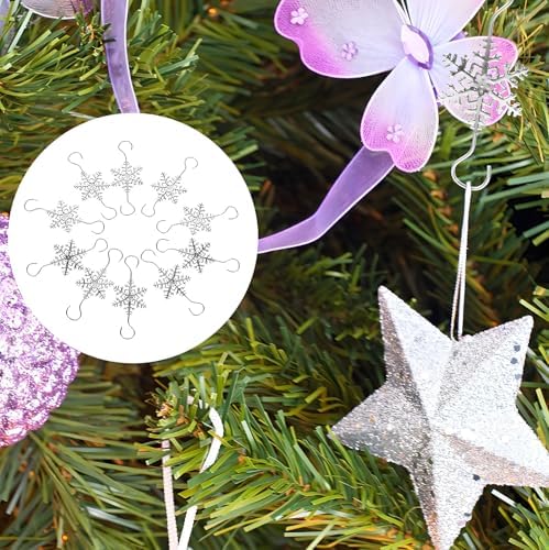 Christmas Snowflake Ornament Hooks Hanger, 20 PCS Silver Snowflake Decorations Christmas Tree Hanging Ornament Hook, Xmas Decoration Tree Wall Party Home Accessories - Image 6
