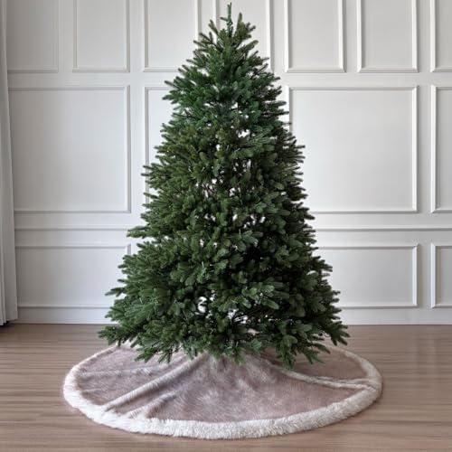 Huntsman High-Pile Faux Fur Christmas Tree Skirt with Hidden Slide Clasp Closure and Durable Microfiber Backing (Arctic Gray, 60-Inch) - Image 2