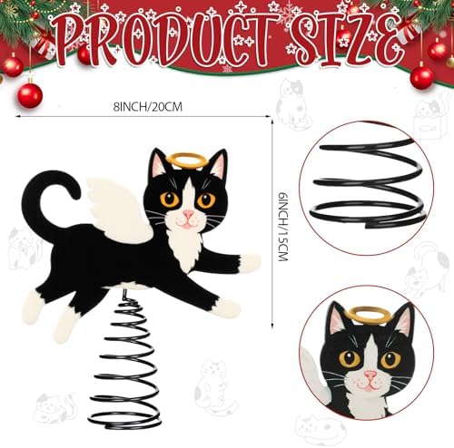 Soulchen Christmas Tree Topper Metal Black Angel Cat - Image 2