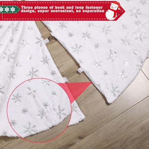 Libima 70 Inches Large Christmas Tree Skirt Faux Fur Xmas Tree Skirt White Plush Velvet with Silver Sequins Snowflakes for Xmas Decorations Merry Christmas Party Winter Home Holiday Ornaments - Image 5