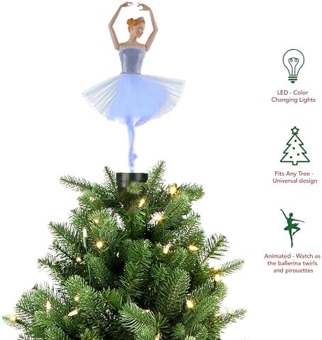 Mr. Christmas Animated Ballerina Christmas Tree Topper, Christmas Decoration, LED Lights, 24 Inch, Multi-Color - Image 2