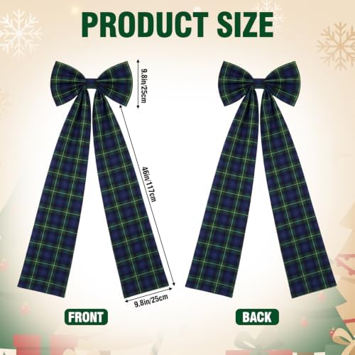 Soulchen 16 x 46 Inch Green Plaid Christmas Tree Topper Extra Large Christmas Bow Giant Coquette Bow Gift Decor for Xmas Tree Wreath Wall Birthday Wedding Holiday Party Decorations - Image 2