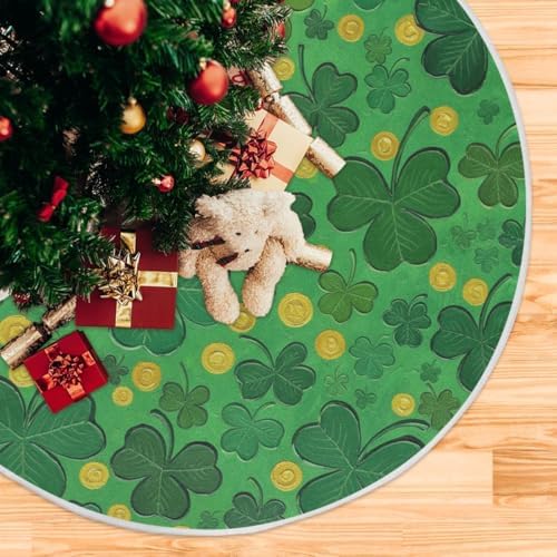 SUABO Green St Patricks Day 48 Inch Christmas Tree Skirt, Soft Xmas Tree Mat for Party Decoration Holiday Decor Christmas Decorations Indoor Outdoor - Image 5