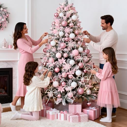 12 Pcs White Pearl Bow Ornaments for Christmas Tree Decorations Pearl Christmas Ornaments Hanging Christmas Tree Toppers for Xmas Gift Packaging Home Wreath Fireplace Fence Wedding Holiday Party Decor - Image 4