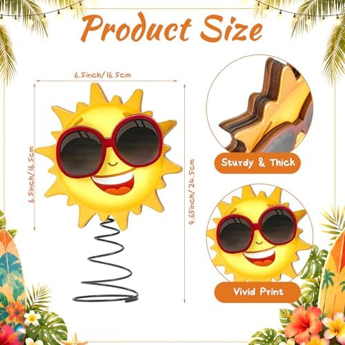 9.6 x 6.5 Inch Wooden Sun Lighted Summer Christmas Tree Topper - Image 2