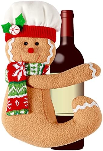Gingerbread Man Christmas Tree Topper Decorations,Unique Funny Xmas Plush Stuffed Gingerbread Hugger Decor for Christmas Tree Wine Bottle Curtain Ornaments,Ginger White Red Green - Image 4