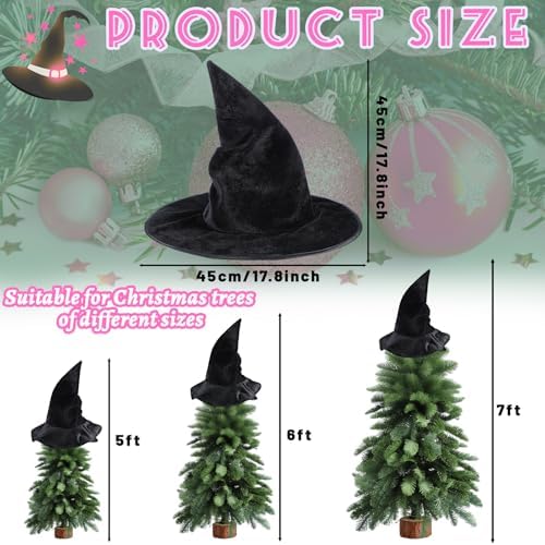 Gejoy Halloween Witch Hat Tree Topper Black Magical Wizard Hat Decor for Halloween Christmas Tree Cosplay Party Supplies for Xmas Ornaments Costume Accessory - Image 3