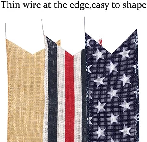 Patriotic Decor Bows for Wreaths,Burlap Red White Blue Stripe Stars Tree Topper Bow for 4th of July,Independence Day,Memorial Day,Veteran's Day,Front Door Indoor Outdoor Decorations - Image 3
