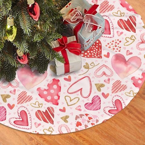 Valentines Love Hearts Christmas Tree Skirt 36" for Xmas Halloween New Year Holiday Party Home Tree Mat Decor Ornaments Decoration - Image 3