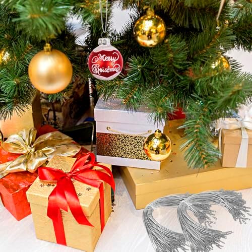 Christmas Hooks for Ornaments, 200 PCS Silver Christmas Ornament String Ribbon Hangers with Snap Hanging Ropes Hooks Cords Locking Xmas Holiday Tree Decorations Toddler Proof Adjustable Pendant - Image 2