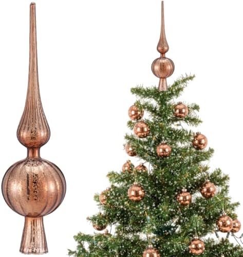 Gejoy 12" Mercury Glass Christmas Tree Topper,Classic,Brown by Unknown