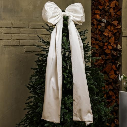 Daifunli 20 x 47 in Giant Satin Bow Christmas Tree Topper,Champagne Gold by Huiinen