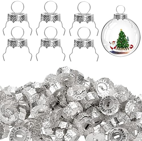100 Pieces Round Christmas Ornament Caps - Replacement Ornament Hangers for Christmas Tree, Porcelain, Ceramic or Glass Decoration, DIY Decorations (Silver-3/4inch) by moonoom